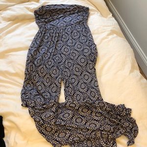 long printed cotton jumpsuit - with pockets